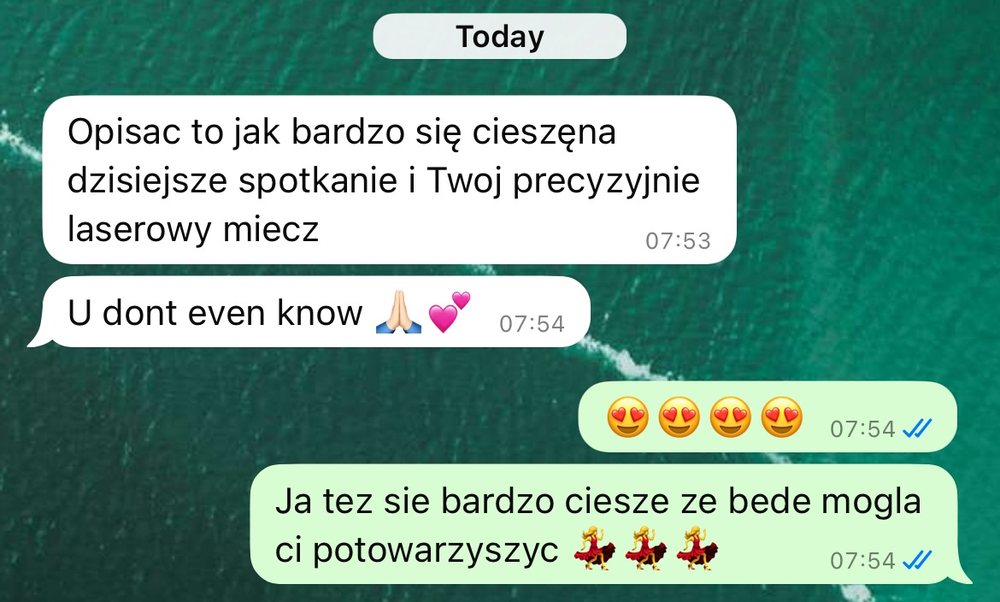 Opinia uczestniczki, zrzut wiadomości