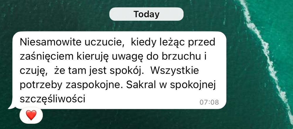 Opinia uczestniczki, zrzut wiadomości