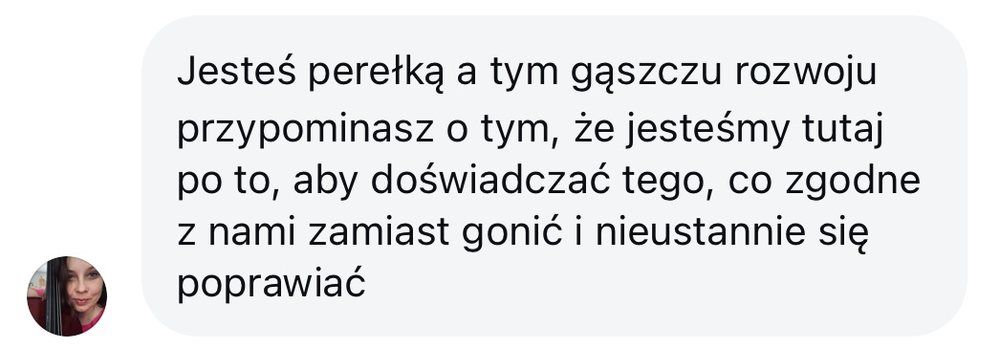 Opinia uczestniczki, zrzut wiadomości