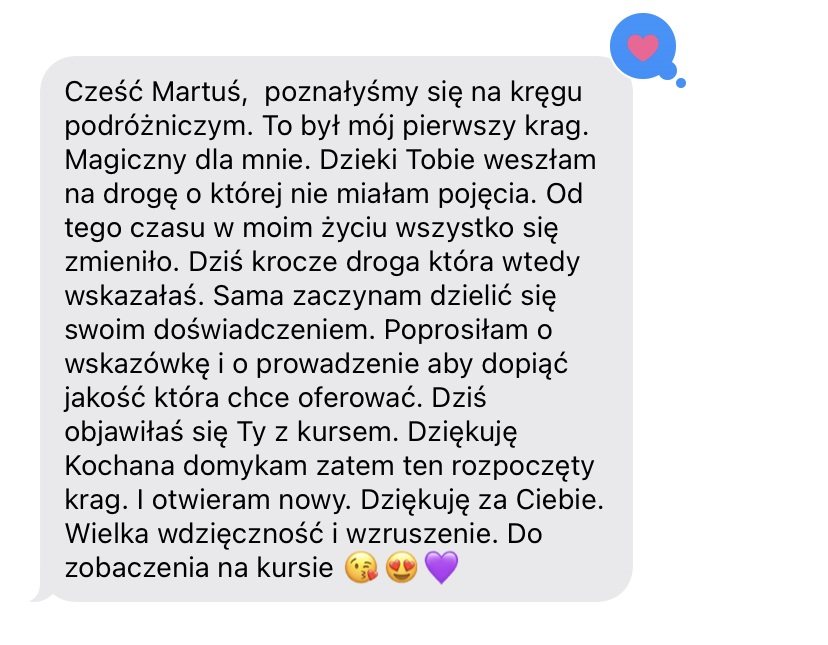 Opinia uczestniczki, zrzut wiadomości