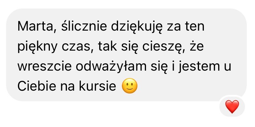 Opinia uczestniczki, zrzut wiadomości