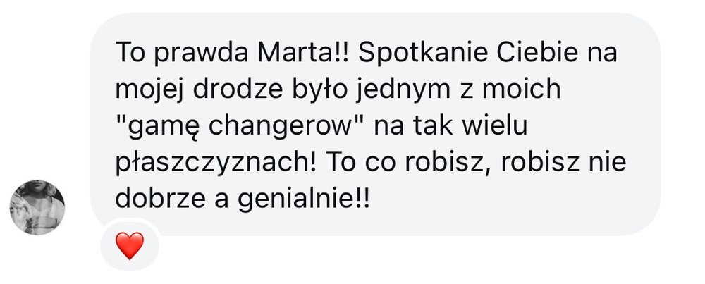 Opinia uczestniczki, zrzut wiadomości