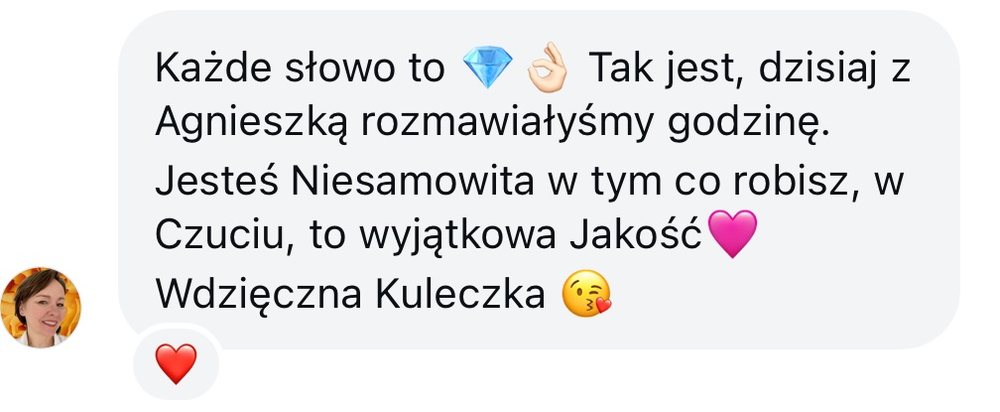 Opinia uczestniczki, zrzut wiadomości