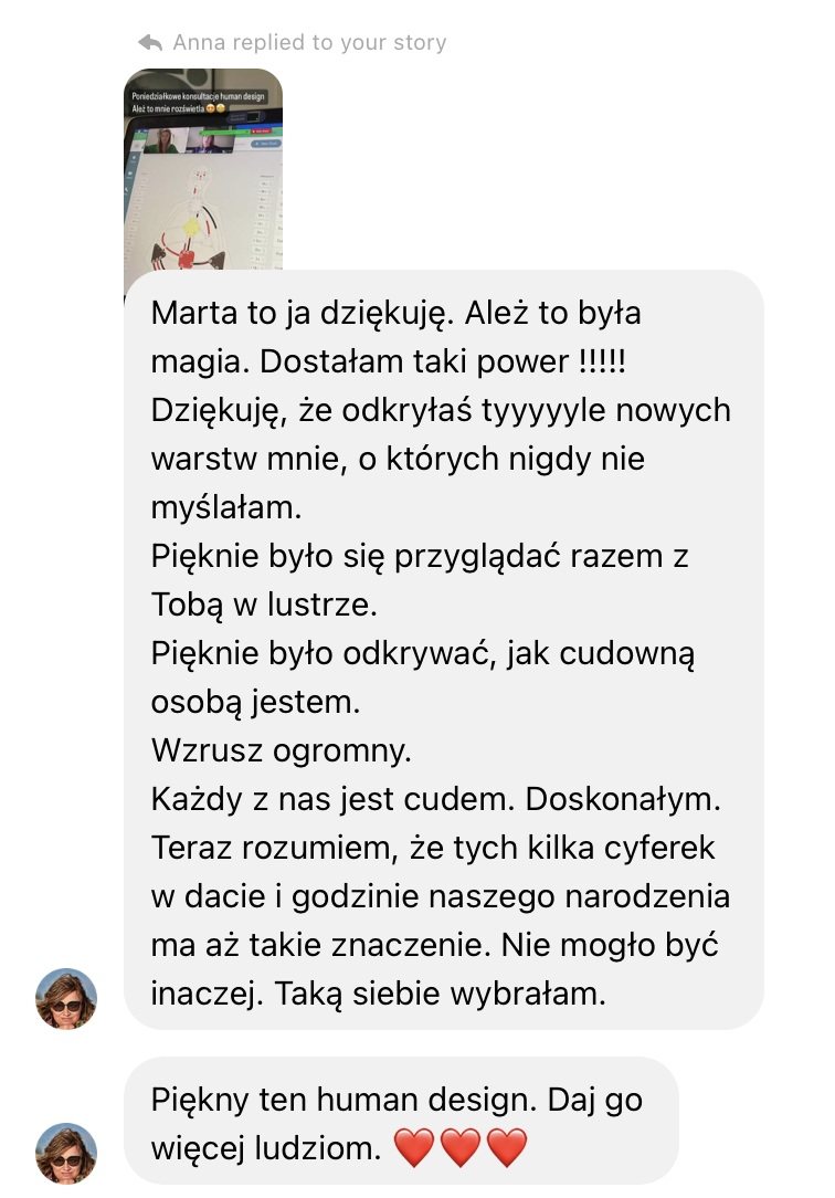 Opinia uczestniczki, zrzut wiadomości