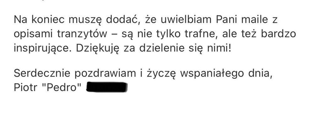 Opinia uczestniczki, zrzut wiadomości