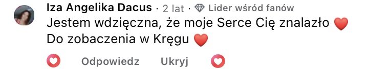 Opinia uczestniczki, zrzut wiadomości